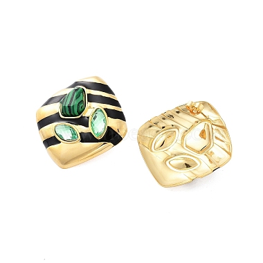 Synthetic Malachite Stud Earrings(EJEW-A114-12G)-2