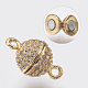 Brass Micro Pave Cubic Zirconia Magnetic Clasps with Loops(ZIRC-F083-111G-RS)-2
