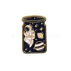 Creative Zinc Alloy Brooches, Enamel Lapel Pin, with Iron Butterfly Clutches or Rubber Clutches, Bottle with Spaceman, Golden, 28x18mm, pin: 1mm(JEWB-R015-011G)