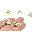 Brass Stud Earrings for Women, Flower, Real 18K Gold Plated, 17.5x17mm(KK-CBA866A-09G)