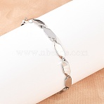 304 Stainless Steel Rhombus Link Chain Bracelets for Men Women, Manual Polishing, Stainless Steel Color, 8-1/4 inch(21cm)(BJEW-G766-04P)