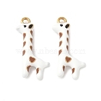 304 Stainless Steel Enamel Pendants, Giraffe, Ion Plating(IP), Golden, 25.5x15x4mm, Hole: 1.8mm(STAS-I346-35G)