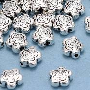 Tibetan Style Alloy Beads, Flower, Antique Silver, Lead Free & Cadmium Free, 6x6x3mm, Hole: 1mm(X-LF10721Y)