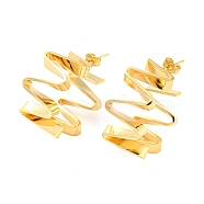 Rack Plating Brass Twist Wave Stud Earrings, Long-Lasting Plated, Cadmium Free & Lead Free, Real 18K Gold Plated, 26.5x14mm(EJEW-P240-09G)