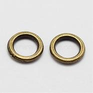Alloy Round Rings, Soldered Jump Rings, Closed Jump Rings, Antique Bronze, 18 Gauge, 7x1mm, Hole: 4.5mm, Inner Diameter: 4mm(PALLOY-P119-04AB)