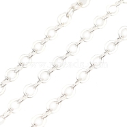 Rack Plating Brass Cable Chains, with Spool, Unwelded, Silver, 3.5x3x0.3mm, about 32.81 Feet(10m)/Roll(CHC-M001-03S)