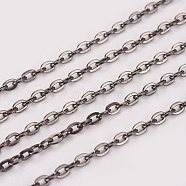 Iron Cable Chains, Unwelded, with Card Paper, Gunmetal, Link: 3x2mm, about 32.8 Feet(10m)/card(CH-WH0003-02B)