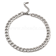 304 Stainless Steel Cuban Link Chain Necklace, Stainless Steel Color, 16~16-1/8 inch(40.5~41cm)(BJEW-B072-04P)