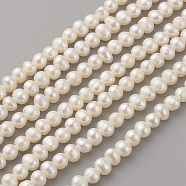 Natural Cultured Freshwater Pearl Beads Strands, Potato, Seashell Color, 5~6x4~5mm, Hole: 0.5mm, about 77pcs/strand, 13.9~14.1 inch(35.5~36cm)(PEAR-G007-33-01)