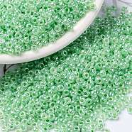 MIYUKI Round Rocailles Beads, Japanese Seed Beads, (RR520) Mint Green Ceylon, 8/0, 3mm, Hole: 1mm, about 2111~2277pcs/50g(SEED-X0055-RR0520)