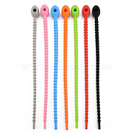 Silicone Cable Ties, Tie Wraps, Reusable Zip Ties, Mixed Color, 214x13.5x12mm, Hole: 3mm(X-SIL-Q015-001)