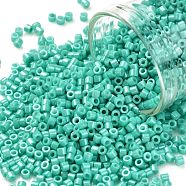 Cylinder Seed Beads, Opaque Colours Luster, Uniform Size, Medium Aquamarine, 2x1.5mm, Hole: 0.8mm, about 888pcs/10g(X-SEED-H001-H03)