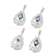 Halloween Natural Shell Pendants, Skull Charms, Dyed, with Rack Plating Platinum Tone Brass Findings, Mixed Color, 35x21.5x7mm, Hole: 6x3.5mm(KK-M234-08P)