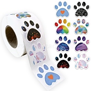 500Pcs Dog Paw Stickers, Self-Adhesive Stickers, for DIY Decorations, Mixed Color, 53x28mm(AJEW-S089-05)