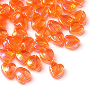 100Pcs Eco-Friendly Transparent Acrylic Beads, Dyed, AB Color, Heart, Orange Red, 8x8x3mm, Hole: 1.5mm(TACR-YW0001-07C)