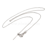 304 Stainless Steel Cable Chain Necklace for Women, for Beadable Necklace Making, Stainless Steel Color, 17.24 inch(43.8cm)(NJEW-G104-03P)