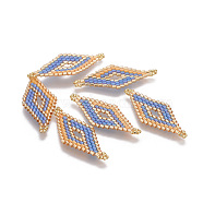 MIYUKI & TOHO Handmade Japanese Seed Beads Links, Loom Pattern, Rhombus, Colorful, 40.5x16~16.5x2mm, Hole: 2mm(SEED-A027-F09)