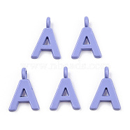 Rack Plating Spray Painted Alloy 1-Loop Link Pendants, Letter Charms, Lead Free & Nickel Free & Cadmium Free, Letter.A, 14.5x10.5x2mm, Hole: 2mm(PALLOY-N176-01A)