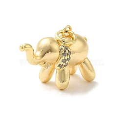 Brass Micro Pave Clear Cubic Zirconia Pendants, with Jump Ring, Elephant, Real 18K Gold Plated, 15x20x9mm, Hole: 3mm(KK-Z073-22G)