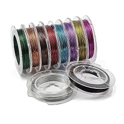 Baking Painted Iron Wire, Round, Mixed Color, 0.5mm, 24 Gauge, about 31.17~32.81 Feet(9.5~10m)/Roll(MW-NH0001-07)