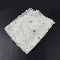 Polyester Gauze Fabric, Heart Pattern Paillette Fabric, for DIY Bag Clothing Accessories, White, 1200x1mm(AJEW-WH0314-636C)