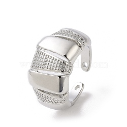 Brass Open Cuff Ring for Man, Platinum, Inner Diameter: 17.6mm(RJEW-M165-01A-P)