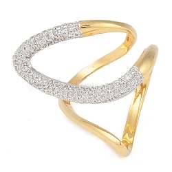 Brass Micro Pave Clear Cubic Zirconia Cuff Rings, for Women, Real 18K Gold Plated, 29mm, Inner Diameter: 17mm(RJEW-Q819-26G)