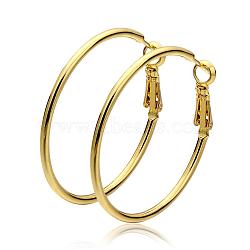 Women Big Earrings Real 18K Gold Plated Eco-Friendly Tin Alloy Big Hoop Earrings, 4x42mm(EJEW-BB09627-G)