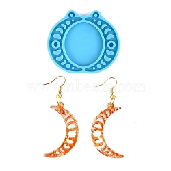 DIY Pendant Silicone Molds, Resin Casting Molds, For UV Resin, Epoxy Resin Jewelry Making, Moon, Deep Sky Blue, 52x58x4mm, Hole: 2.5mm, Inner Diameter: 47x28mm(DIY-A034-04J)