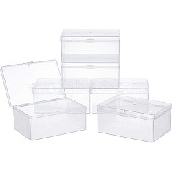 Polypropylene(PP) Storage Containers Box Case, with Lids and Hanger Hole, Rectangle, White, 12.8x10.4x2.7cm, Inner Size: 12.4x10cm, Hole: 7mm(CON-WH0074-56)