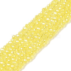 Electroplate Glass Beads Strands, Pearl Luster Plated, Faceted, Rondelle, Yellow, 2.3~2.7x2mm, Hole: 0.4mm, about 150~155pcs/strand, 32~33cm(EGLA-A044-T1mm-A29)