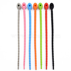 Silicone Cable Ties, Tie Wraps, Reusable Zip Ties, Mixed Color, 214x13.5x12mm, Hole: 3mm(X-SIL-Q015-001)