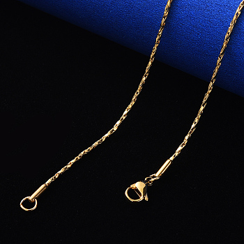 PVD Vacuum Plating 304 Stainless Steel Coreana Chain Necklace, with Lobster Claw Clasp, Real 18K Gold Plated, 19.68 inch(50cm)x0.8mm