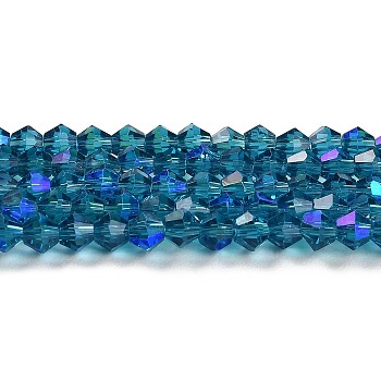 Transparent Electroplate Glass Beads Strands, AB Color Plated, Faceted, Bicone, Steel Blue, 2mm, about 162~185pcs/strand, 12.76~14.61 inch(32.4~37.1cm)