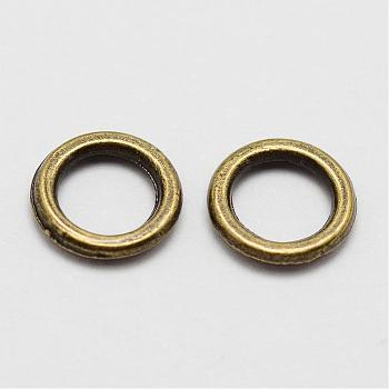 Alloy Round Rings, Soldered Jump Rings, Closed Jump Rings, Antique Bronze, 18 Gauge, 7x1mm, Hole: 4.5mm, Inner Diameter: 4mm