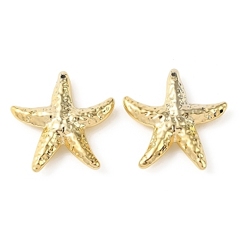 UV Plating Acrylic Pendants, Starfish Charms, Golden Plated, 47.5x45.5x10mm, Hole: 2mm