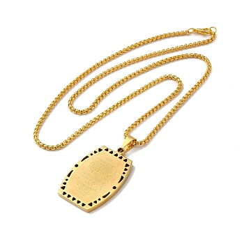 Word Tag 201 Stainless Steel Pendant Necklace with Iron Box Chains, Golden, 23.94 inch(60.8cm)