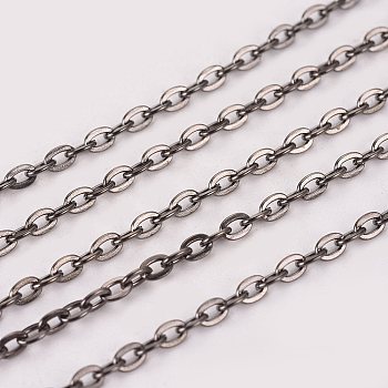 Iron Cable Chains, Unwelded, with Card Paper, Gunmetal, Link: 3x2mm, about 32.8 Feet(10m)/card