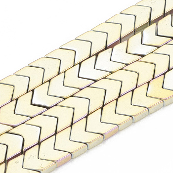Electroplate Non-magnetic Synthetic Hematite Beads Strands, Arrow, Rainbow Plated, 6x4x2mm, Hole: 0.8mm, about 95pcs/strand, 16.1 inch