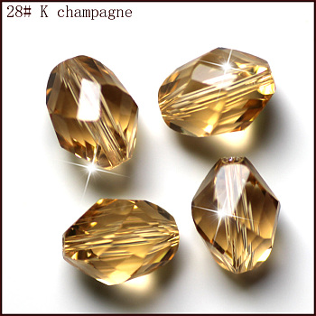 Imitation Austrian Crystal Beads, Grade AAA, Faceted, Bicone, Gold, 10x13mm, Hole: 0.9~1mm