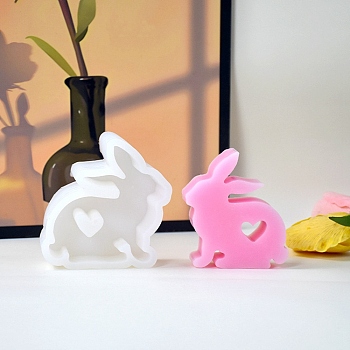Rabbit Display Decoration DIY Silicone Molds, Resin Casting Molds, for UV Resin, Epoxy Resin Craft Making, White, 100x85x30mm
