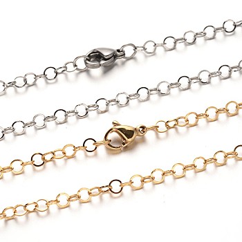 304 Stainless Steel Cable Chain Necklaces, with Lobster Claw Clasps, Mixed Color, 29.5 inch(74.9cm)x3mm