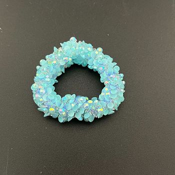 Bling Bling Resin Rhinestone Hollow Heart Beads, Turquoise, 44x40x12mm