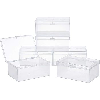 Polypropylene(PP) Storage Containers Box Case, with Lids and Hanger Hole, Rectangle, White, 12.8x10.4x2.7cm, Inner Size: 12.4x10cm, Hole: 7mm