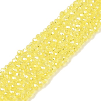 Electroplate Glass Beads Strands, Pearl Luster Plated, Faceted, Rondelle, Yellow, 2.3~2.7x2mm, Hole: 0.4mm, about 150~155pcs/strand, 32~33cm