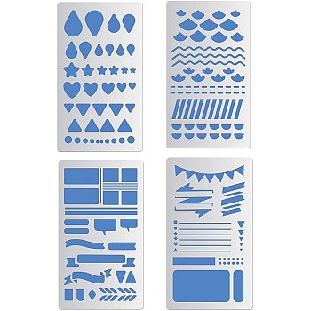 BENECREAT Steel Cutting Dies Stencils, for DIY Scrapbooking/Photo Album, Decorative Embossing DIY Paper Card, Mixed Patterns, 10.1x17.7x0.05cm, 4pcs/set