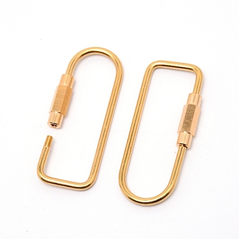 Embryo Brass Screw Carabiner Lock Charms, for Necklaces Making, Raw(Unplated), 61x25.5x3~6mm, Screw: 22x6x6.5mm, Inner Size: 55x18mm