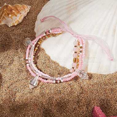 perles de graines de verre scintillantes 5 bracelet de cheville en couches(AJEW-SW00006-02)-3