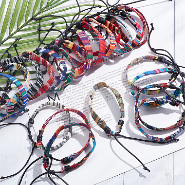 24Pcs 24 Style Jute Braided Cord Bracelets Set with Wax Cord(BJEW-AN0001-61)-5