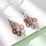 430 Stainless Steel Oval Dangle Earrings, with Iron Earring Hooks, Mixed Color, 78mm(EJEW-A137-13M)